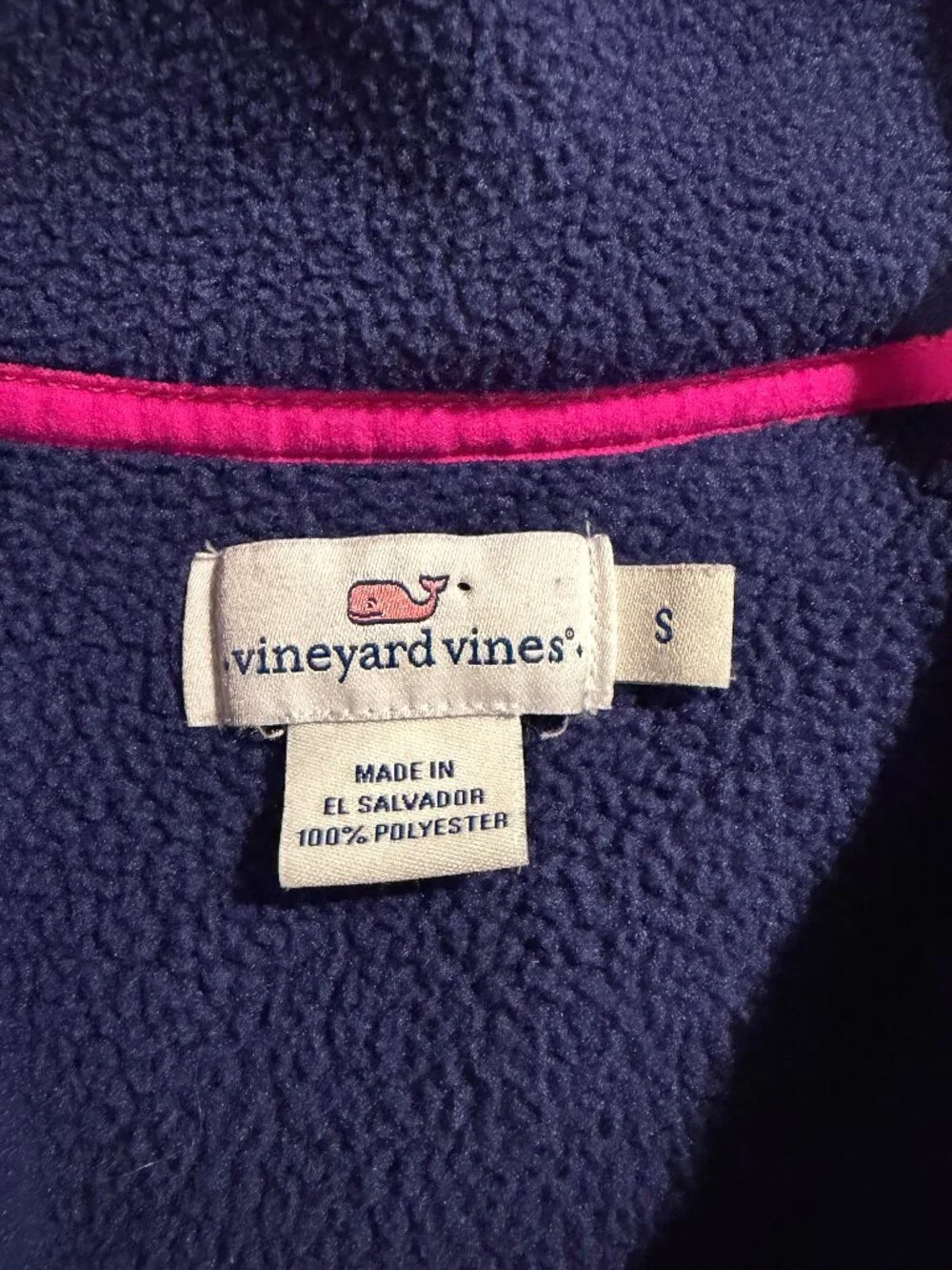 Vineyard Vines‎ Preppy Fleece Quarter Zip Jacket Coastal Blue Pink S